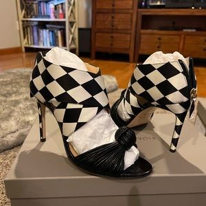 Bionda Castana Gabriella Shoes Sandals Leather Harlequin Crepe Satin